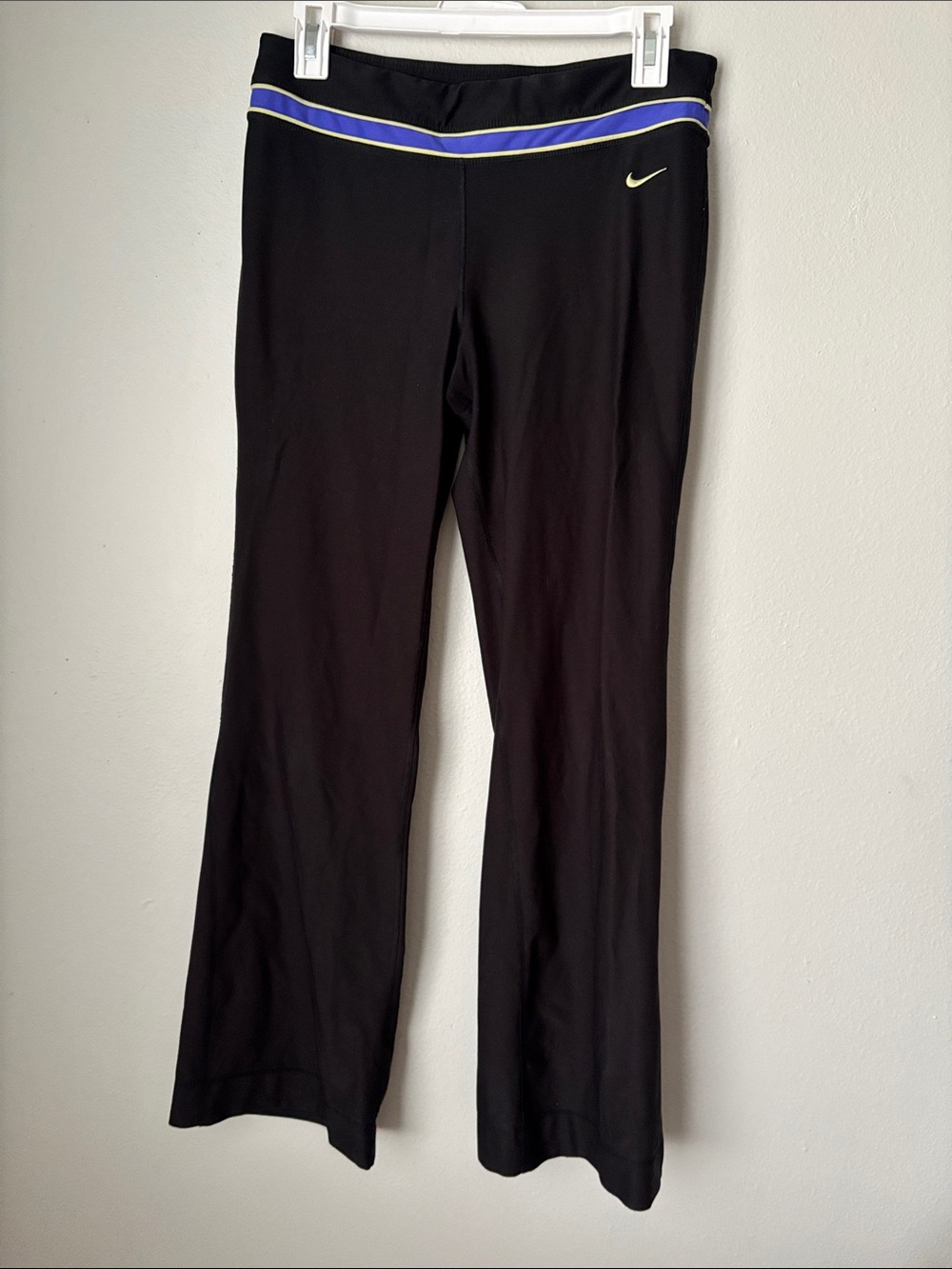 Vintage Nike Black Yoga Pants with Purple and Yellow Waistband Trim